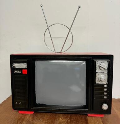 Deko Skulptur aus Metall - Vintage Retro Stil Fernsehen TV