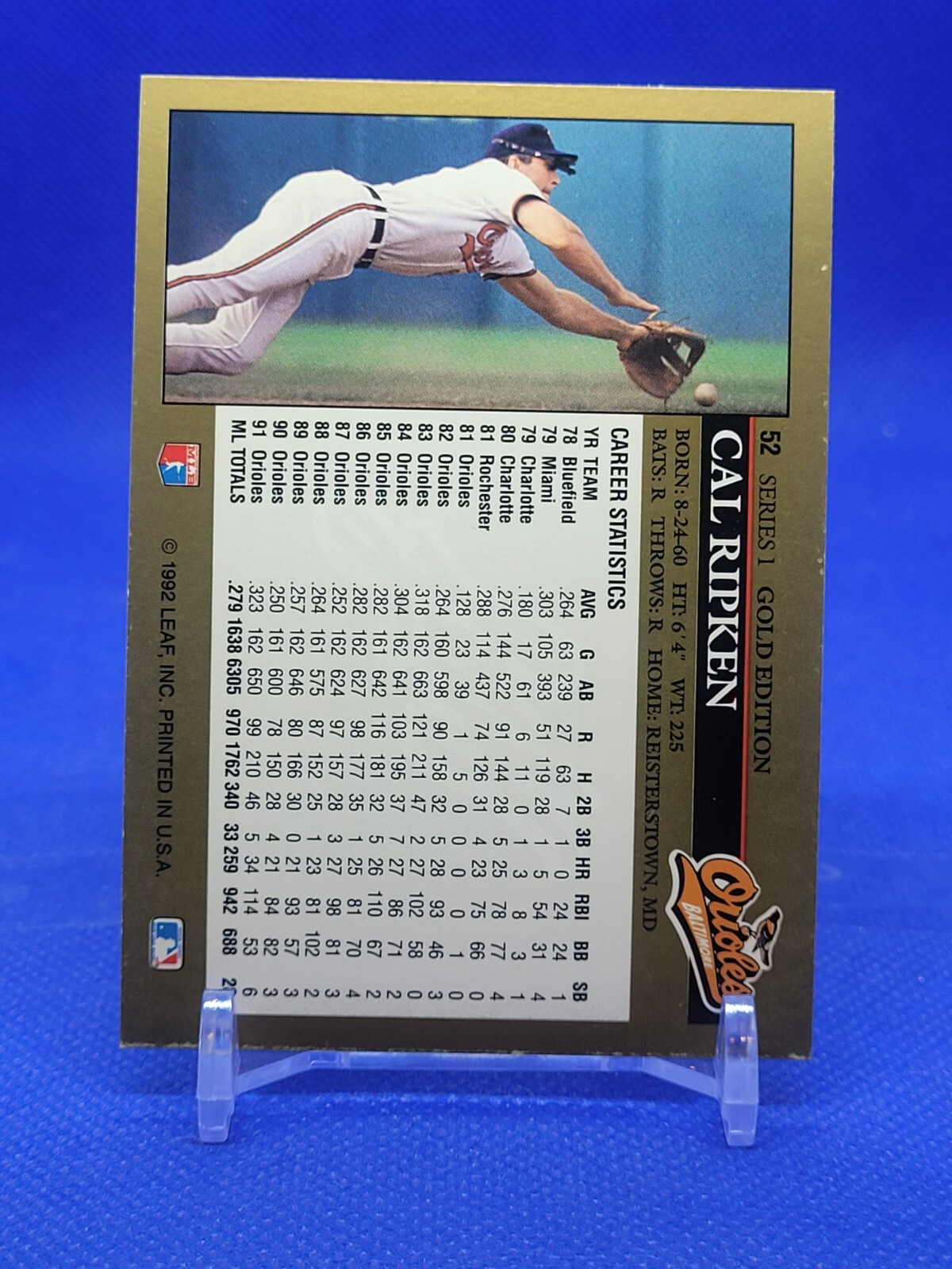 1992 Leaf Gold Cal Ripken Jr #52 HOF | eBay