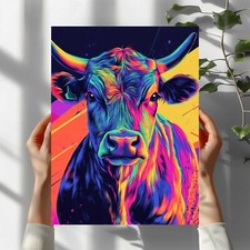  Neon Kuh Premium Poster Schöne Wanddeko Dekoration in 40X30 cm