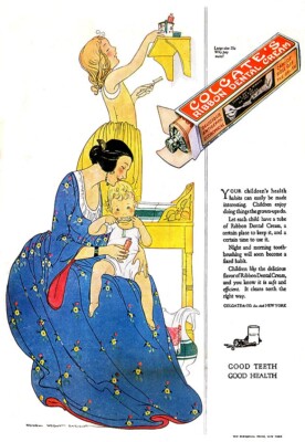 COLGATE *2X3 FRIDGE MAGNET* RETRO ADVERTISEMENT TOOTH POWDER SHAVING DENTAL TALC