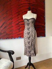 LINEA Beautiful Stylish Sexy Body con Dress Size 10 Lace Details And Busk Panels