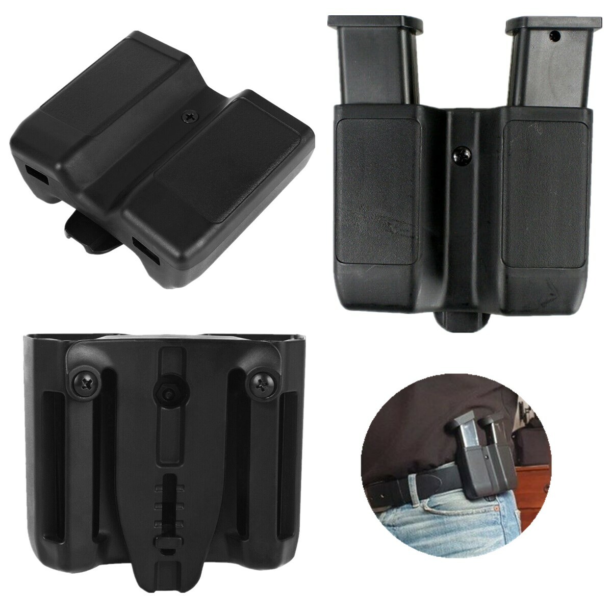 Double Magazine Pouch Pistol Holster Tactical Belt  Gun Mag Box for 9mm/.40 Cal-image