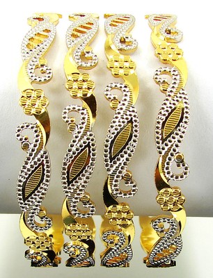 Gold Plated CNC Cut Bangles Ladies Girl 