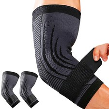 HiRui 2 PACK Elbow Brace for Men Women, Elbow Compression Sleeves, Small