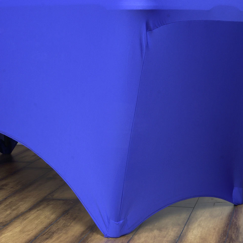 Royal Blue 6 ft RECTANGLE SPANDEX STRETCH TABLE COVER Fitted Tablecloth Wedding - Image 2 of 4