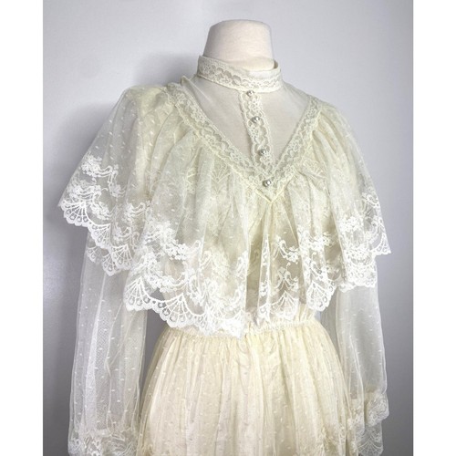 NWT VTG Cummings Victorian Lace Wedding Dress Romantic Intermission Length -flaw - Bild 7 von 13
