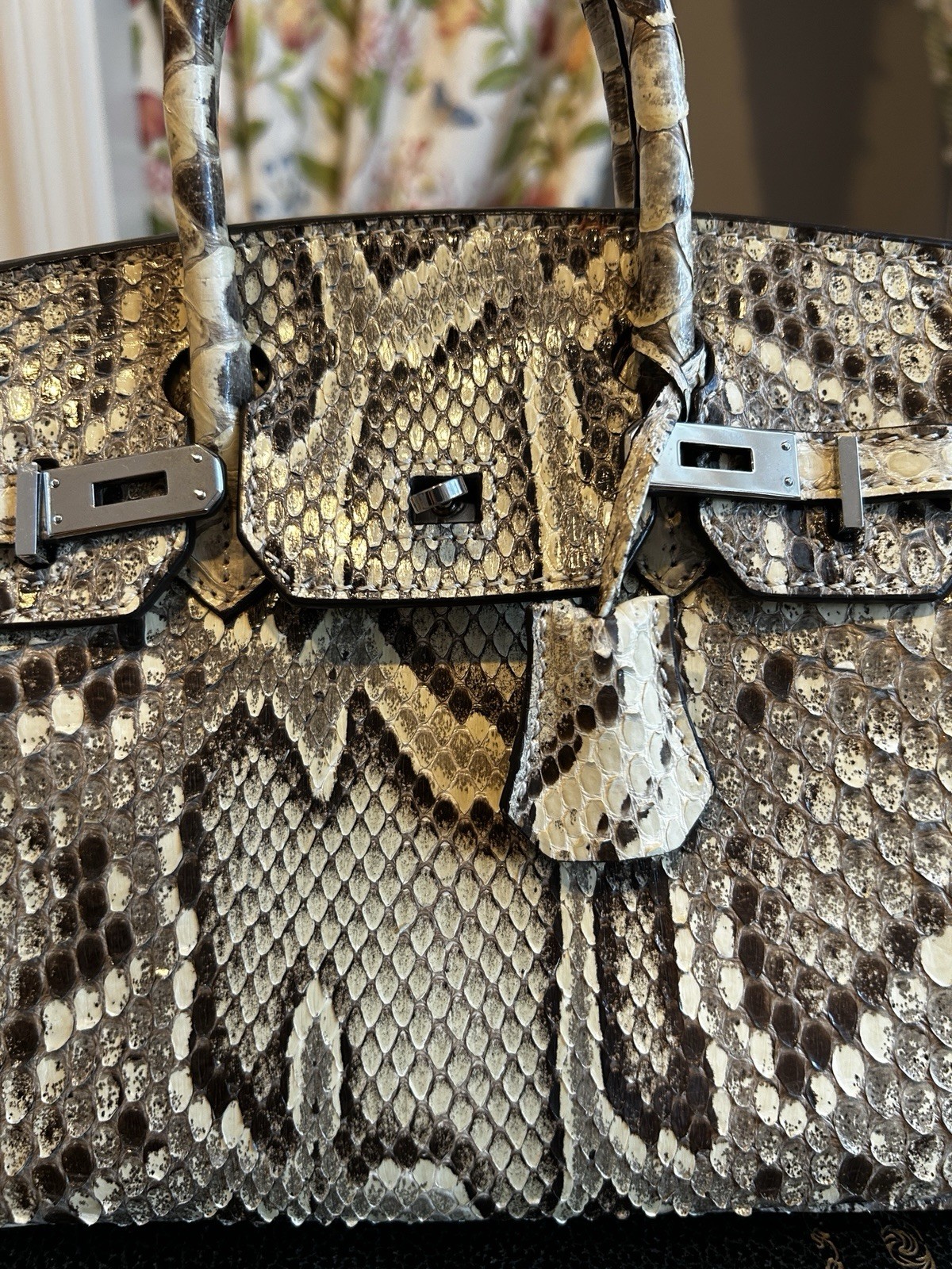 Authentic Real Snake Skin Medium Top Handle Satchel T… - Gem