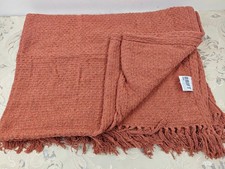 Drift Home - Terracotta Throw Blanket With Tassel (180 x 130cm) - Sustainable Re