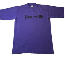 Vintage 90s OP Ocean Pacific T-Shirt Purple Beach Surf Single Stitch Women's Lrg