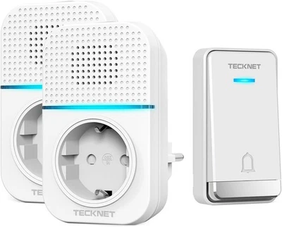 TECKNET Türklingel Batterielos IP65 Wasserdicht Steckdosen-Funkklingel 400m Funk