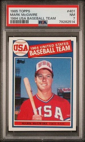 1985 TOPPS USA BASEBALL #401 MARK MCGWIRE PSA 7 CARDINALS ATHLETICS BASH BROTHER