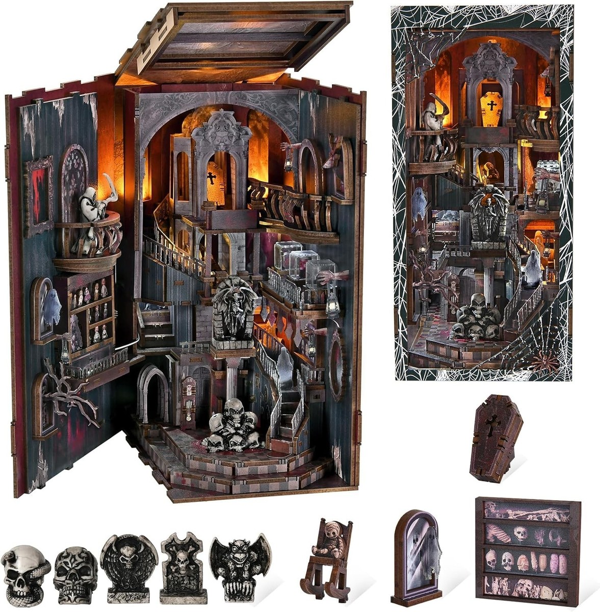 Hojalis DIY Book Nook Kit, poppenhuizen miniatuur huis kit, 3D houten
