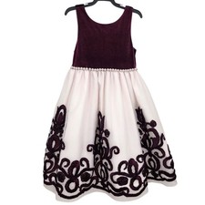 American Princess Pink Tulle Girls Dress Size 6 Burgundy Details Pearl Waist