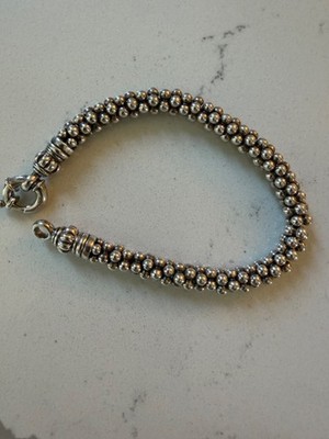 LAGOS Signature Caviar Rope Station Bracelet Sterling Silver 7mm Medium 7''