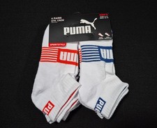 Puma Mens 6 Prs  Premium QTR Crew  Sports White  Socks Moisture Wicking SZ 8-12