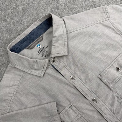Kuhl Shirt Men's Large Gray Thrive Button Up Short Sleeve Hiking Outdoor Travel