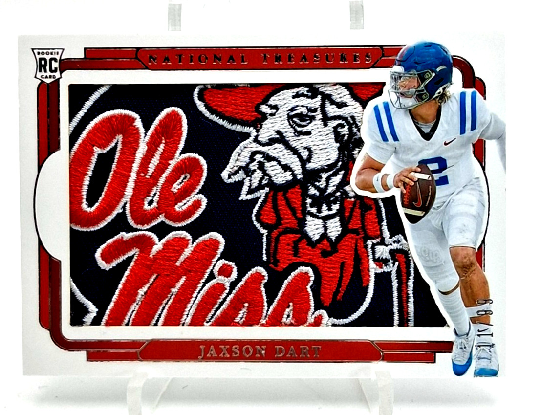 2025 Jaxson Dart Rookie National Treasures Jumbo Ole Miss Patch Giants ** view 1
