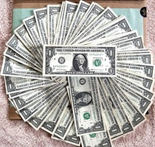 Billete de $1 dólar billete estrella error reemplazo número de serie billete moneda aleatorio.