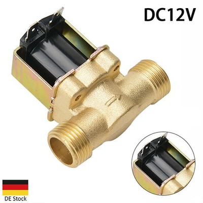 Magnetventil Messing 1/2'' 12V DC Stromlos geschlossen Wasser Ventil 8 Bar