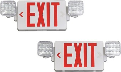 Red Exit Sign, LED Emergency Exit Light with Battery Backup AC 120/277V (2PK)