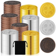 Hanaive 200 Pcs Metal Pirate Coins Set Gold Coins Treasure Chest Spanish Doub...