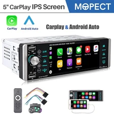 MOPECT 5" Single 1 Din Apple/Android Car Stereo Radio Bluetooth Touch Screen USB
