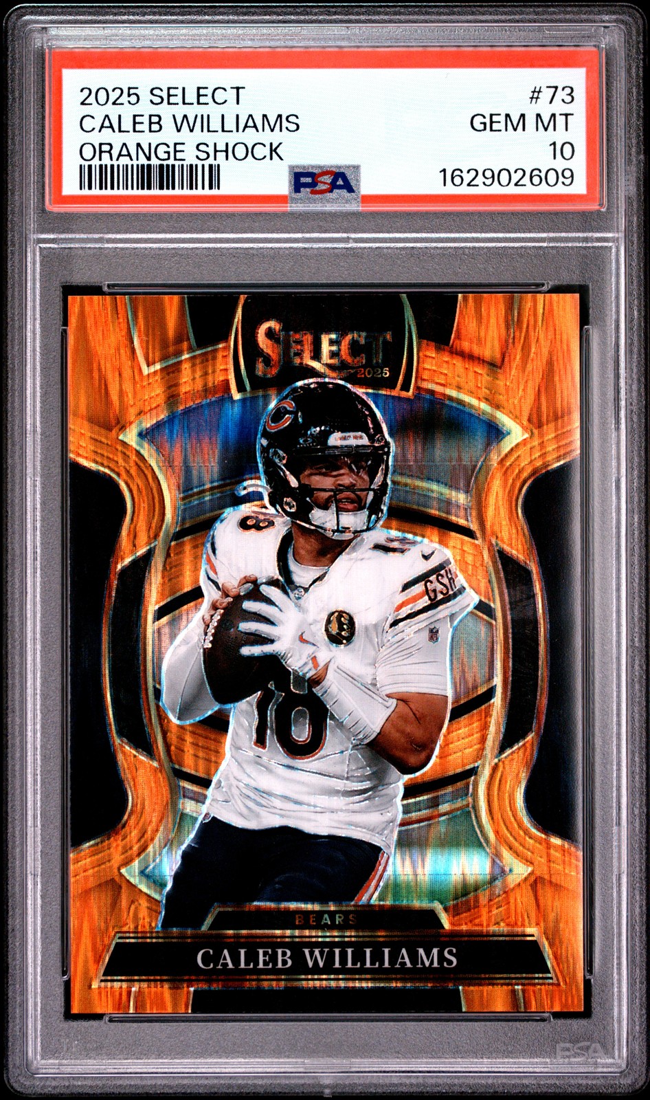 2025 PANINI SELECT ORANGE SHOCK #73 CALEB WILLIAMS 465/499 PSA 10 view 1