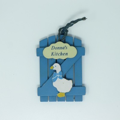 Goose On Wooden Gate Painted Blue Refrigerator Magnet Donna's Kitchen also Hangs