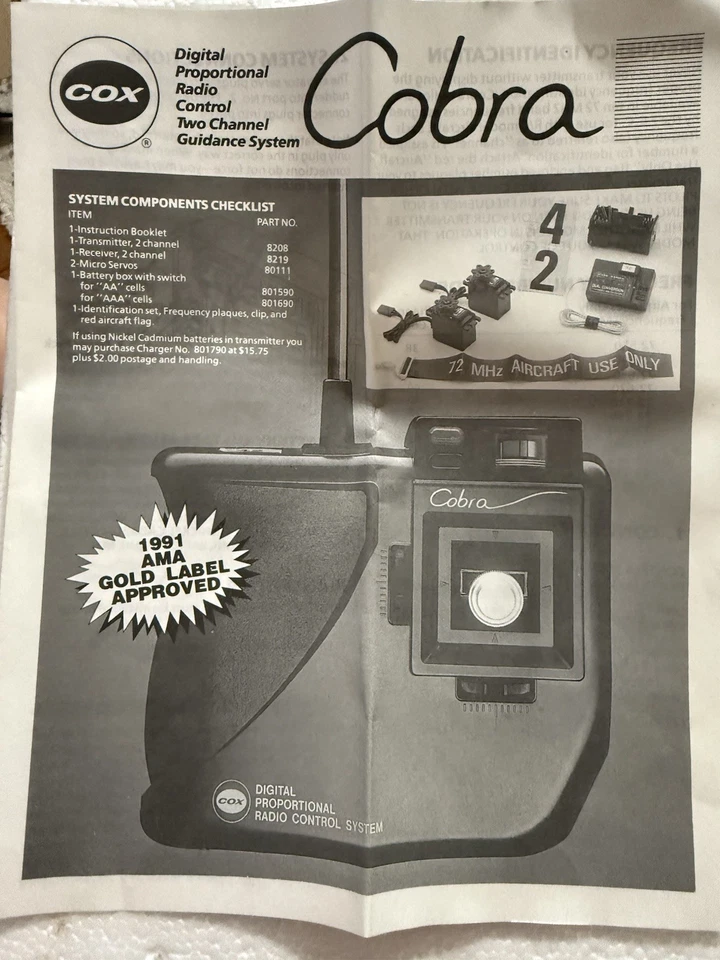 Cobra Cox Digital Proportional Radio Control System 72mHz Aircraft ONLY - Image 4 of 4