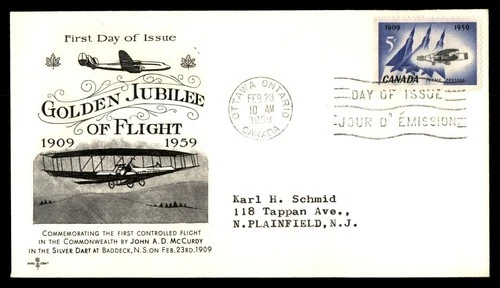 Mayfairstamps Canada FDC 1959 Airplanes Golden Jubilee of Flight First Day Cover