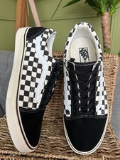 Black and white Checkerboard Print Trainers UK 7