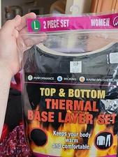 Polar Extreme Thermal Base Women Size Large Layer Black Top Bottom Set