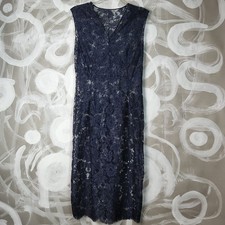 VTG Unlabeled Wmns Sz S Lace Overlay Sheath Sleeveless Midi Dress Y2k 40s Style