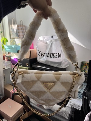 Prada Mini Shearling Symbole Triangle Satchel Brand New With Tags
