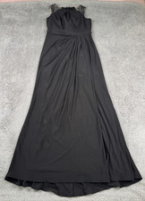 Adrianna Papell Women's Gown 4P Black Lace Illusion Ruched Formal Maxi Dress