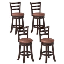 26  Counter Height Swivel Barstools Set of 4 w/Back, Faux Leather Seat for Pub