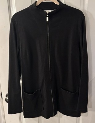Chicos Private Edition Women s Size 2 (L) Black Zip Up Athleisure Casual Jacket