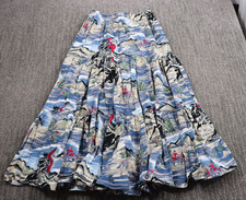 VTG 80s Women's Western Print Tiered Skirt USA Made Size M 28-30 waist Cowboy