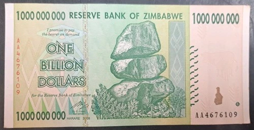 2008 Zimbabwe 1,000,000,000 Dollars 3rd Issue P83, AA4676+++.
