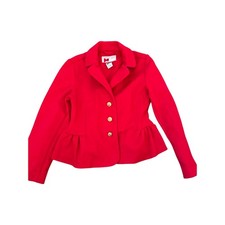 Janie And Jack Blazer Notched Collar Three-Button Red Size 3 To 4
