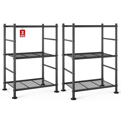 2-Pack Storage Shelves - 3-Tier Metal Wire Shelf Organizer, Slim Shelf Rack w...