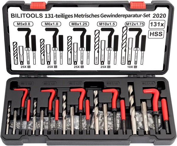 Gewindereparatursatz 131Tlg Helicoil M5-M12 Werkzeug Set FüR Gewinde Reparatur-image