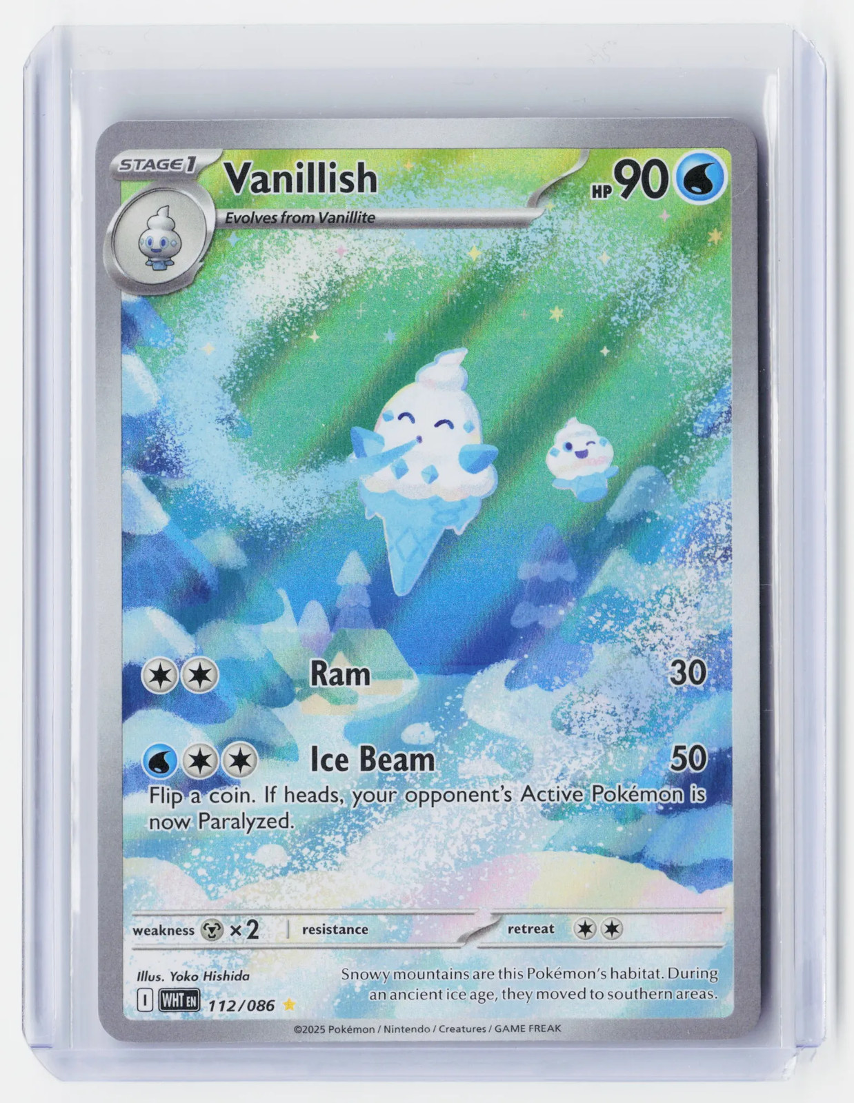 2025 Pokemon—Vanillish #112/86 Scarlet & Violet White Flare—Secret Rare Holo
