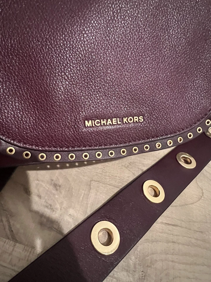 Сумка через плечо Michael Kors Brooklyn средняя кожа седло сливовое золото акценты - Изображение 4 из 4