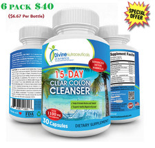 FAST ACTING 15 Day Quick Colon Cleanse Supports Detox  Increased Energy 6 PACK