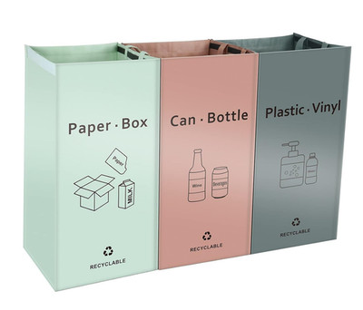 Separate Recycling Bin for Kitchen Home - Indoor Recycle Bins (Pink, Green, Gray