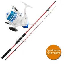 KIT PESCA CANNA GLOBE FISHING RED BOAT 1.80 M+TRABUCCO ACHAB 5000 COMBO COMPLETO