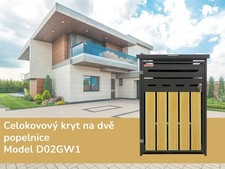 Wiata śmietnikowa D02GW1, metalowa pokrywa, nowoczesna, antracyt/brąz - N