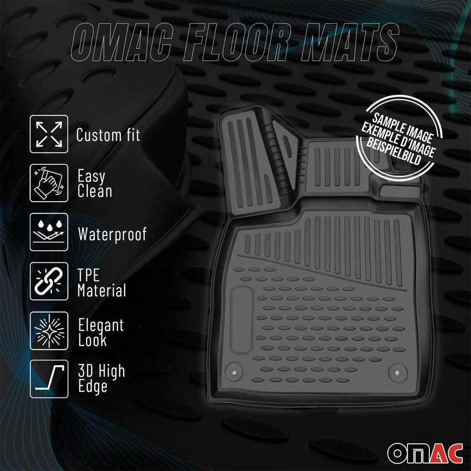 OMAC Floor Mats Liner for Chevrolet Traverse 2009-2017 Black TPE All-Weather 5x - Изображение 3 из 4
