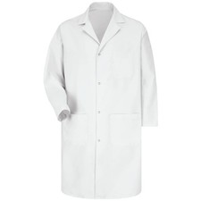 Men  s White Gripper-Front Lab Coat Size Medium Medical Work Coat